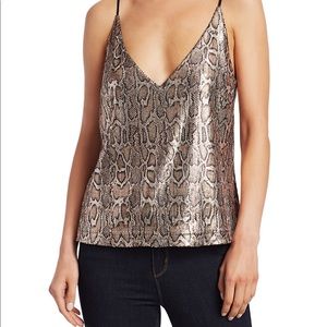 L’AGENCE Snake-Print Sequin Tank